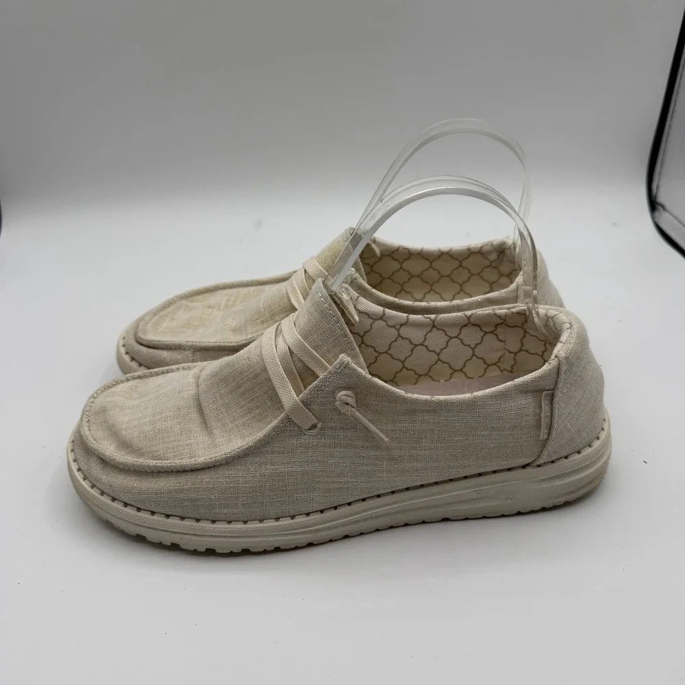 Hey‎ Dude Wendy Shoes Womens Sz 8 Sparkling Gold Cream Slip On Loafers Comfort